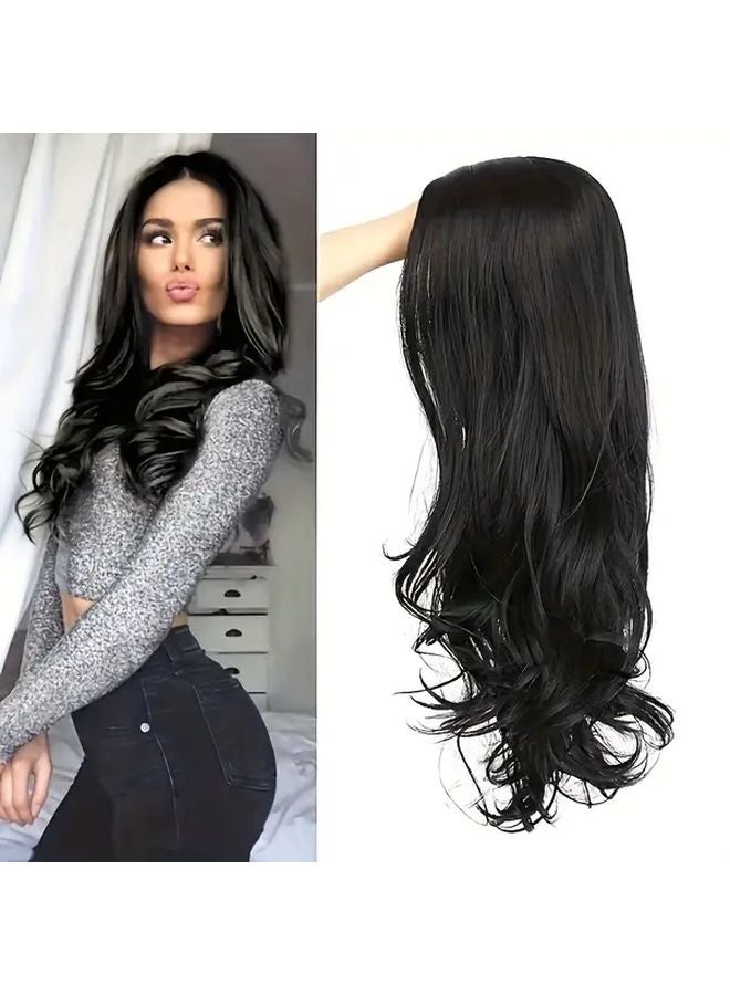 Black 26 Inch Heat Resistant Synthetic Hair Wig For Women Loose Waves - Image 1
